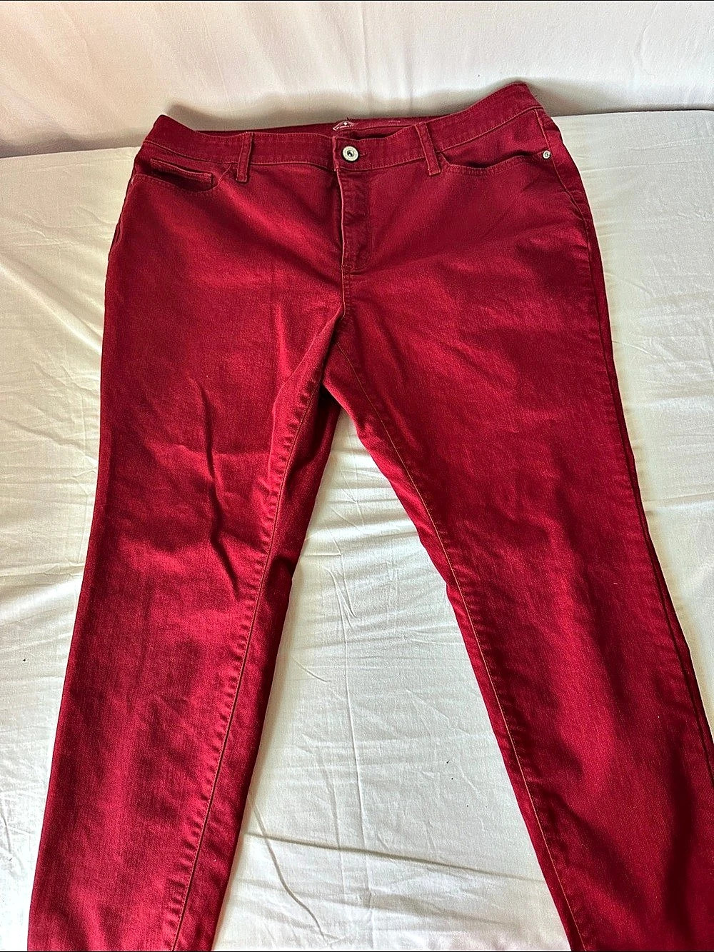St. John's Bay Skinny Leg Jeans Red Waist 18WS